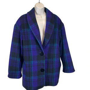 Alto vintage made in Bulgaria wool blend coat purple plaid women’s 9/10